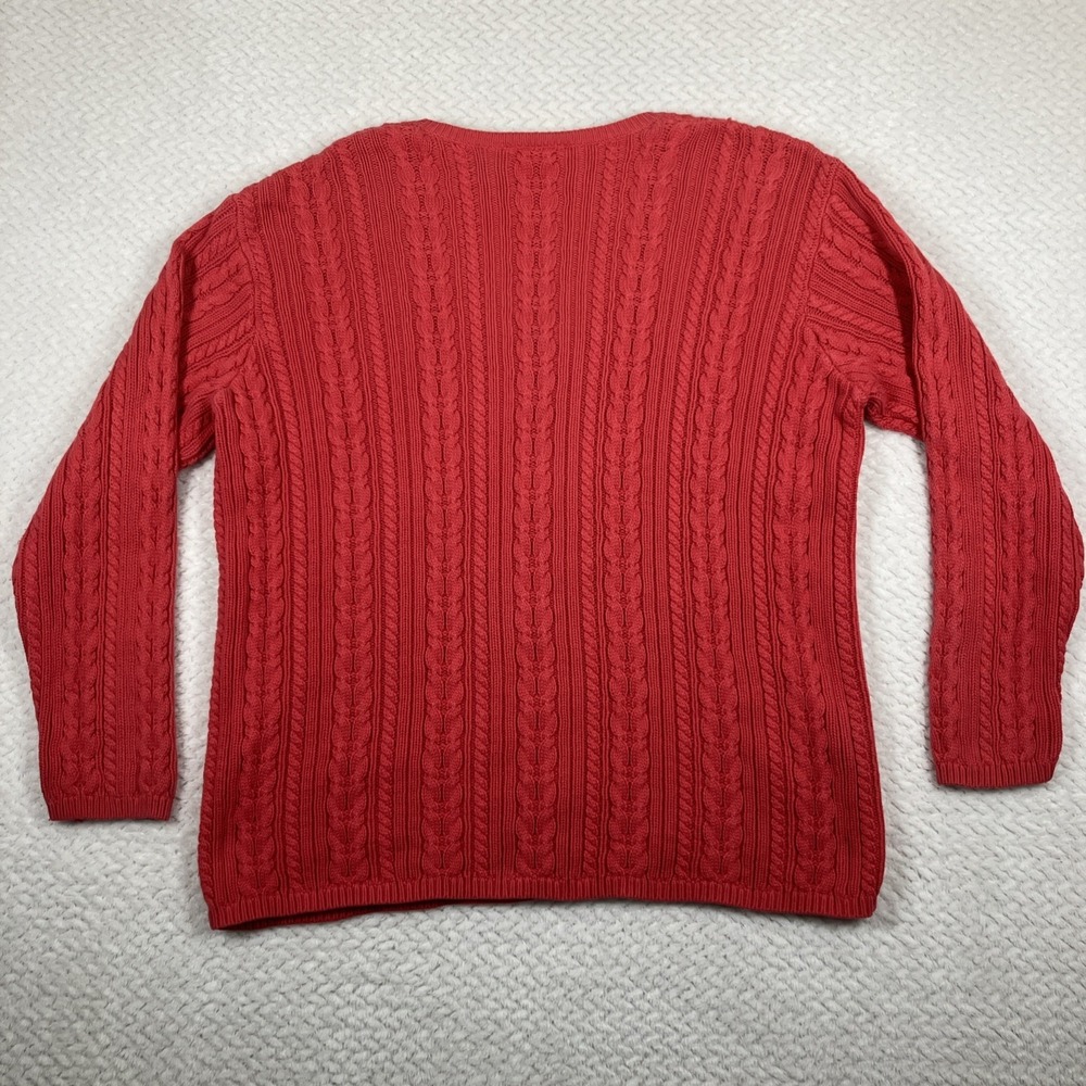 Vtg Talbots Pink Cable Knit Sweater Cardigan Button Up Women's Size M - Picture 2 of 13